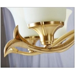 Lustre suspendu en laiton pur, luxueux, rustique, rétro, vintage, en pierre, avec abat-jour en verre