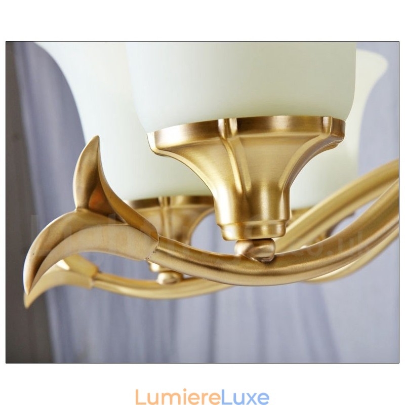 Lustre suspendu en laiton pur, luxueux, rustique, rétro, vintage, en pierre, avec abat-jour en verre