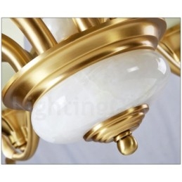 Lustre suspendu en laiton pur, luxueux, rustique, rétro, vintage, en pierre, avec abat-jour en verre