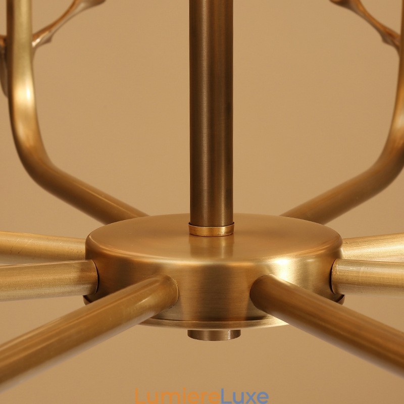 Lustre suspendu luxueux en laiton pur, rustique, rétro, vintage, avec abat-jour en tissu