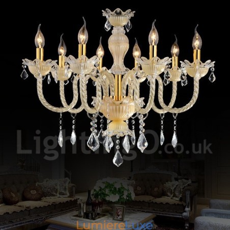 Lustre suspendu en cristal luxueux, moderne et contemporain Lustre suspendu en cristal luxueux, moderne et contemporain