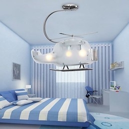 Lampe simple pour enfants Lampe hélicoptère en verre de dessin animé