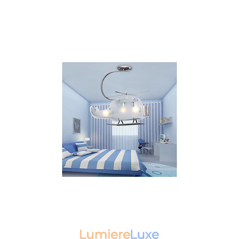 Lampe simple pour enfants Lampe hélicoptère en verre de dessin animé