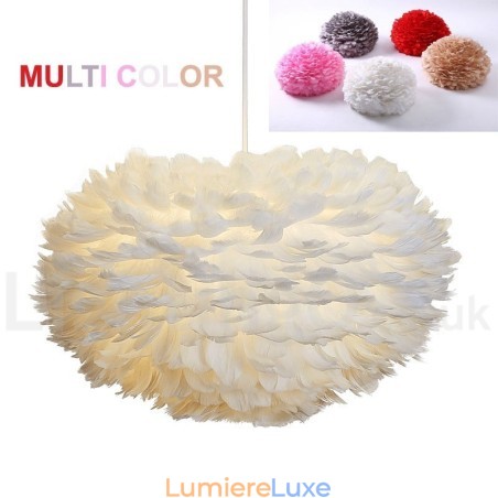Lustre à plumes multicolores, suspension moderne et contemporaine Lustre à plumes multicolores, suspension moderne et contemporaine