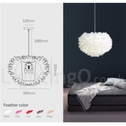 Lustre à plumes multicolores, suspension moderne et contemporaine