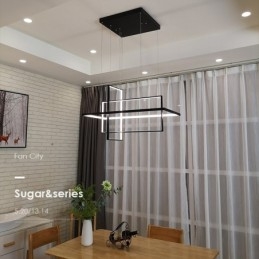 Suspension linéaire à intensité variable avec télécommande, lumière ambiante, finitions peintes, aluminium, design moderne