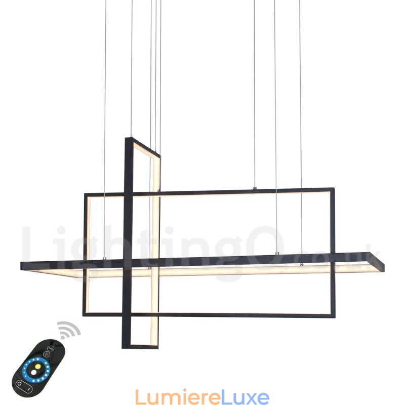 Suspension linéaire à intensité variable avec télécommande, lumière ambiante, finitions peintes, aluminium, design moderne