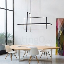 Suspension linéaire à intensité variable avec télécommande, lumière ambiante, finitions peintes, aluminium, design moderne