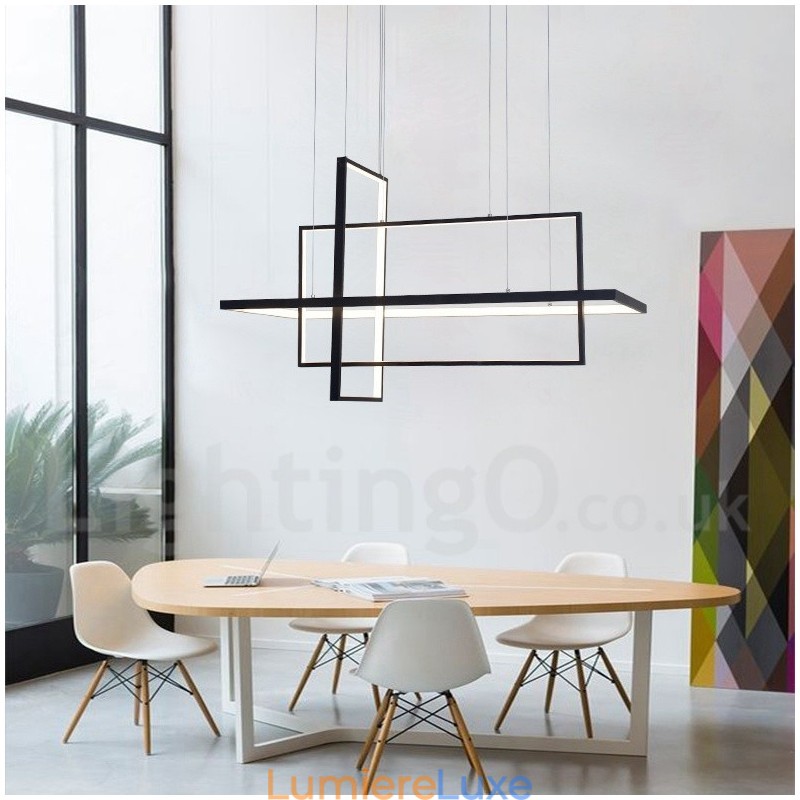Suspension linéaire à intensité variable avec télécommande, lumière ambiante, finitions peintes, aluminium, design moderne