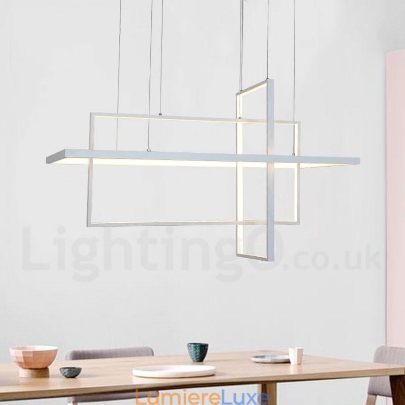Suspension linéaire à intensité variable avec télécommande, lumière ambiante, finitions peintes, aluminium, design moderne