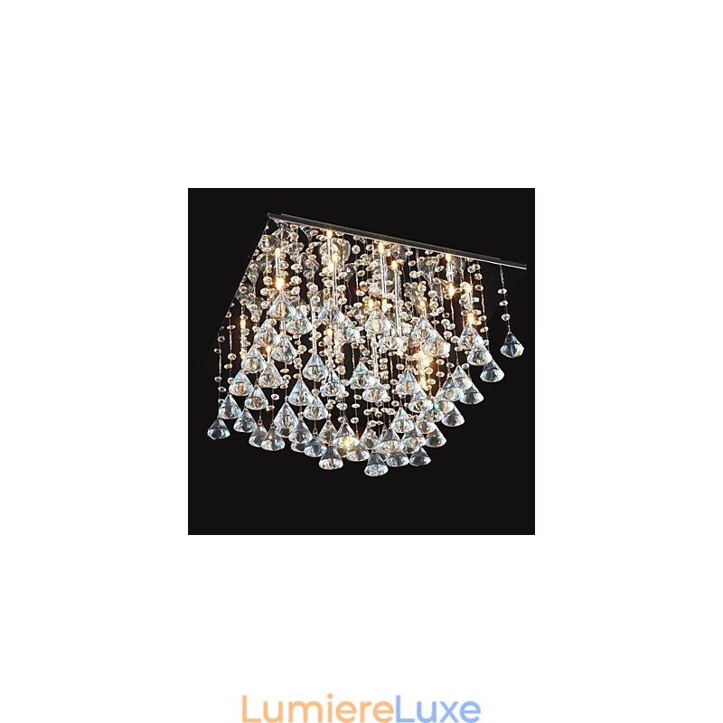 Lustre traditionnel classique en cristal et métal chromé