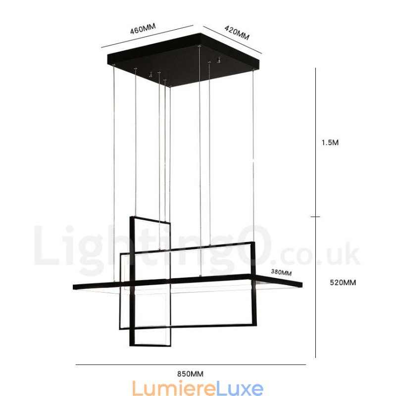 Suspension linéaire à intensité variable avec télécommande, lumière ambiante, finitions peintes, aluminium, design moderne