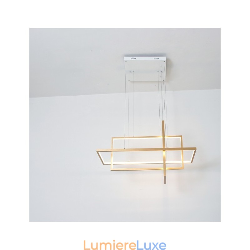 Suspension linéaire à intensité variable avec télécommande, lumière ambiante, finitions peintes, aluminium, design moderne