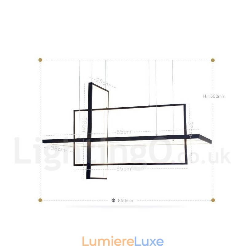 Suspension linéaire à intensité variable avec télécommande, lumière ambiante, finitions peintes, aluminium, design moderne
