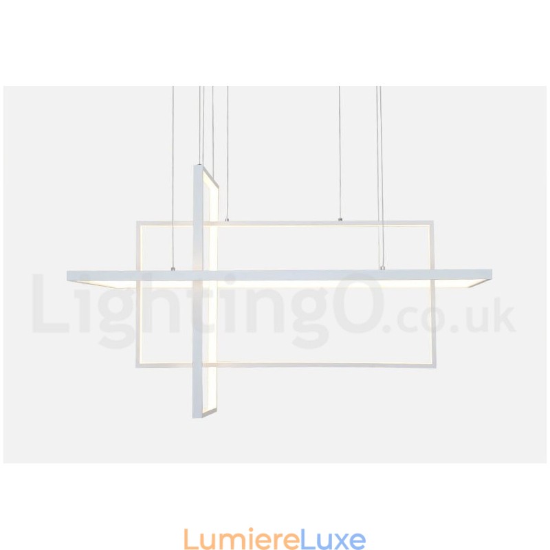Suspension linéaire à intensité variable avec télécommande, lumière ambiante, finitions peintes, aluminium, design moderne