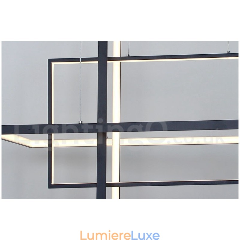 Suspension linéaire à intensité variable avec télécommande, lumière ambiante, finitions peintes, aluminium, design moderne