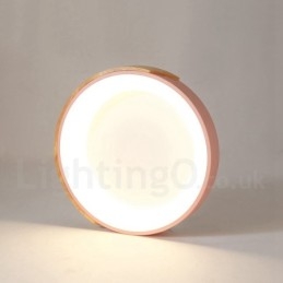 Plafonnier rond en bois multicolore à intensité variable avec abat-jour en acrylique, style nordique