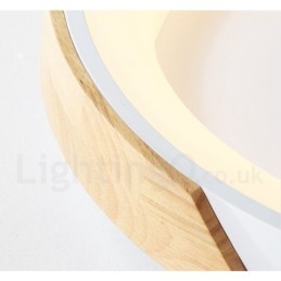 Plafonnier rond en bois multicolore à intensité variable avec abat-jour en acrylique, style nordique