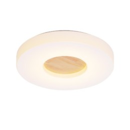 Plafonnier rond ultra fin en bois à intensité variable avec abat-jour en acrylique, style nordique
