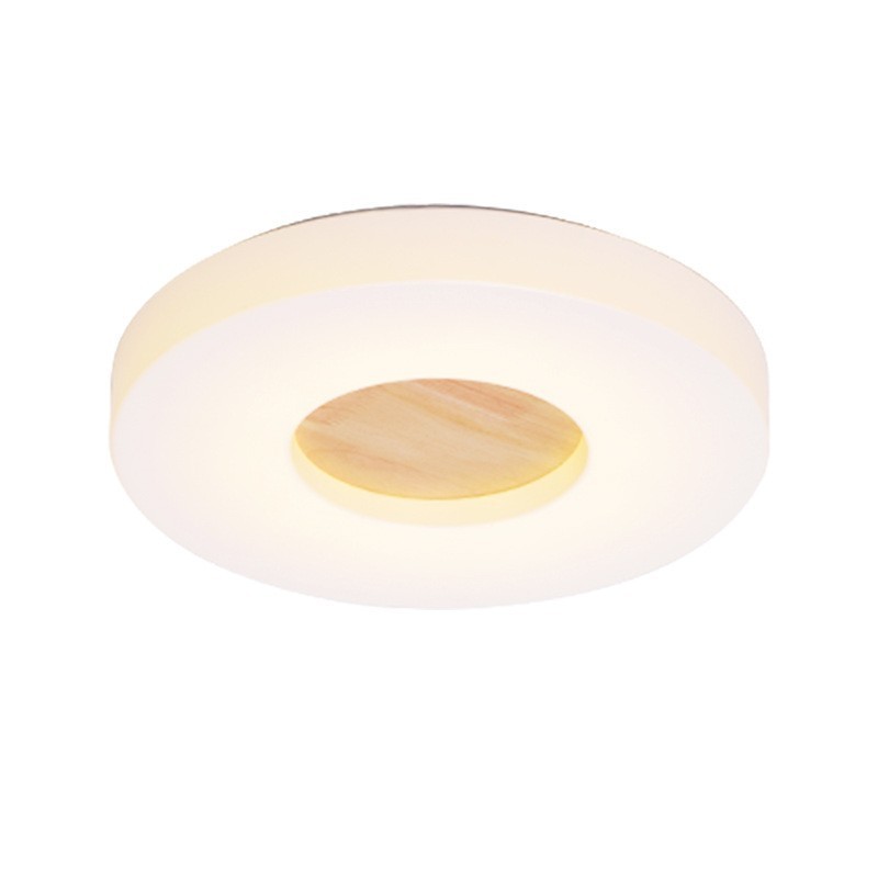 Plafonnier rond ultra fin en bois à intensité variable avec abat-jour en acrylique, style nordique