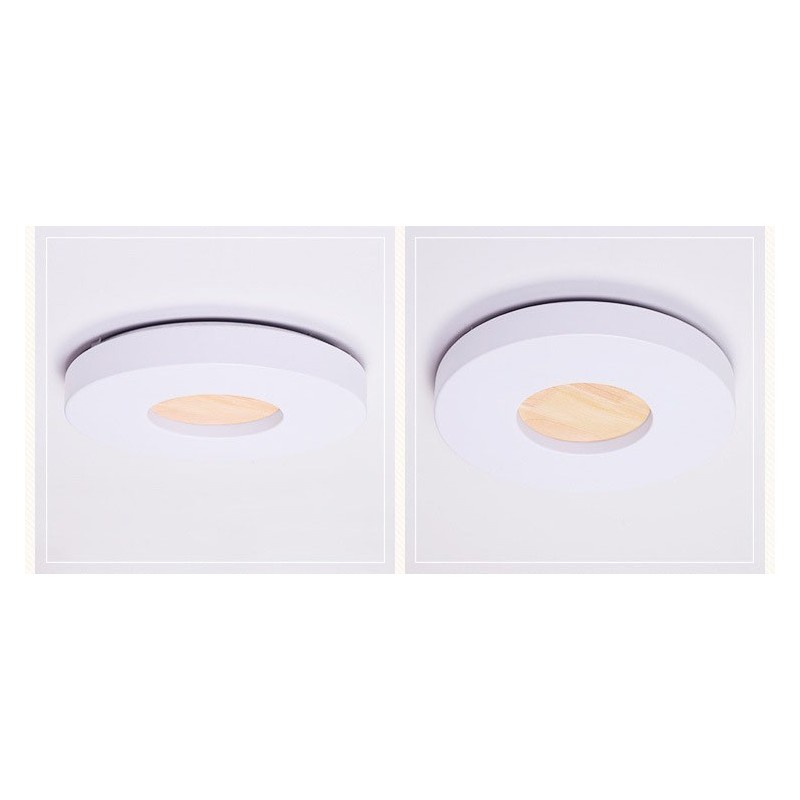 Plafonnier rond ultra fin en bois à intensité variable avec abat-jour en acrylique, style nordique