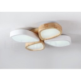 Plafonnier ultra fin en bois à pétales, à intensité variable, avec abat-jour en acrylique, style nordique