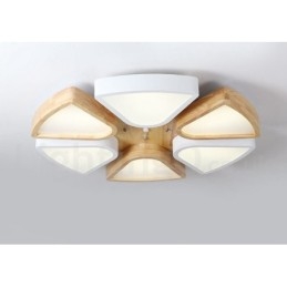 Plafonnier ultra fin en bois à pétales, à intensité variable, avec abat-jour en acrylique, style nordique