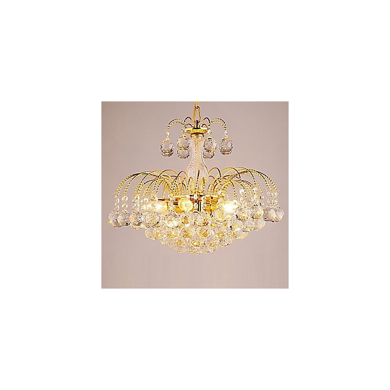 Lustre de luxe à 3 lumières de style européen avec boules de cristal