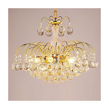 Lustre de luxe à 3 lumières de style européen avec boules de cristal Lustre de luxe à 3 lumières de style européen avec boules de cristal