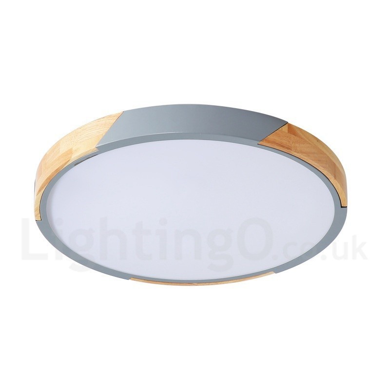 Plafonnier ultra fin en bois multicolore Macaron à intensité variable avec abat-jour en acrylique, style nordique
