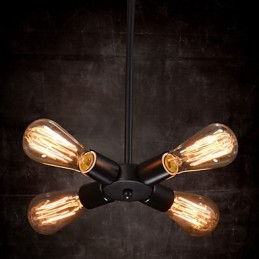Suspension 4 lumières style campagnard en fer forgé