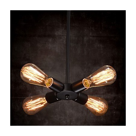 Suspension 4 lumières style campagnard en fer forgé Suspension 4 lumières style campagnard en fer forgé