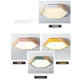 Plafonnier Macaron ultra fin en bois multicolore à intensité variable avec abat-jour en acrylique, style nordique