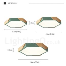 Plafonnier Macaron ultra fin en bois multicolore à intensité variable avec abat-jour en acrylique, style nordique