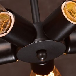 Suspension 4 lumières style campagnard en fer forgé