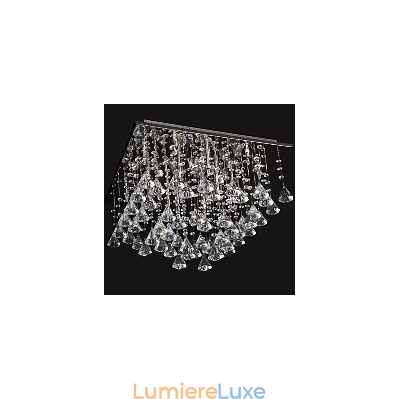 Lustre traditionnel classique en cristal et métal chromé
