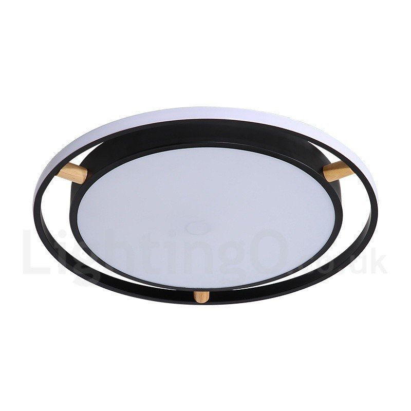 Plafonnier rond ultra fin en bois multicolore à intensité variable Macaron avec abat-jour en acrylique, style nordique