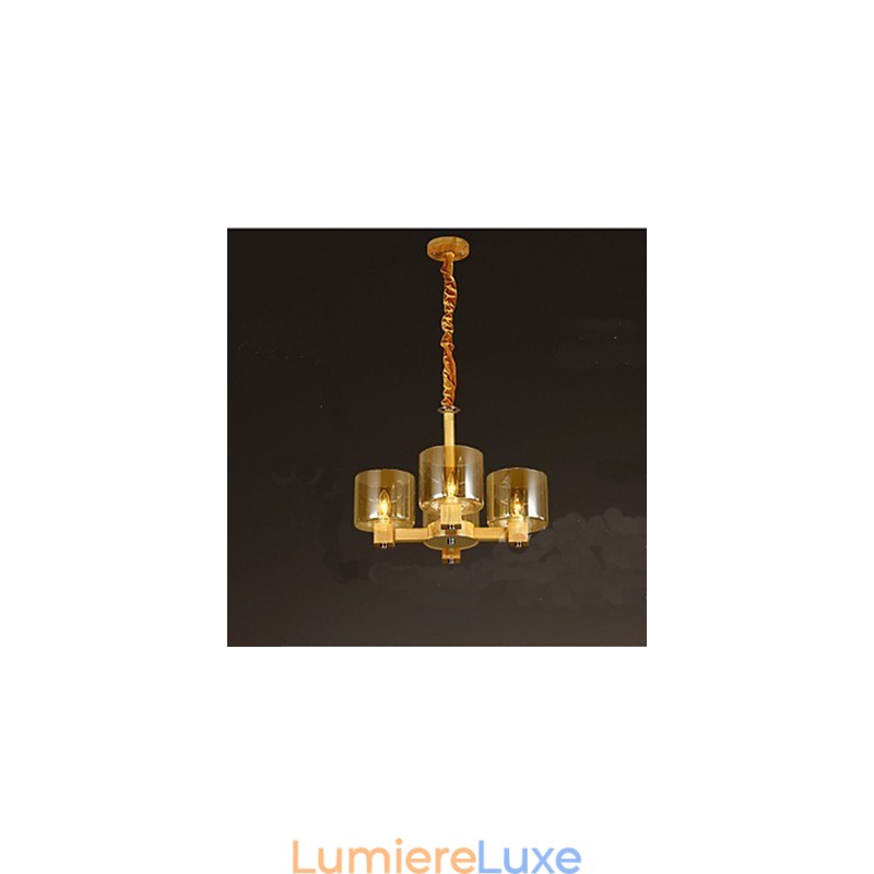 Lampe à suspension tendance avec couvercle en bois et verre