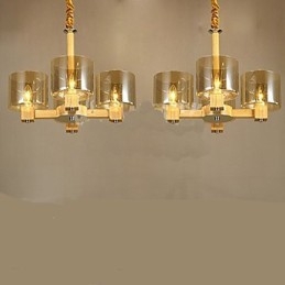 Lampe à suspension tendance avec couvercle en bois et verre