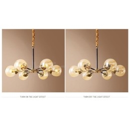 Lustre suspendu luxueux en laiton pur, style rustique rétro vintage, avec abat-jour en verre