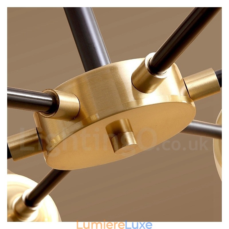 Lustre suspendu luxueux en laiton pur, style rustique rétro vintage, avec abat-jour en verre