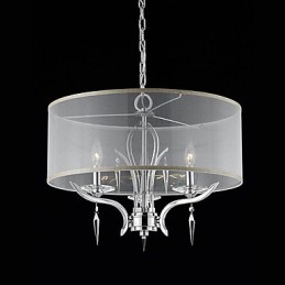 Suspension moderne en cristal à 3 lumières et abat-jour semi-transparent
