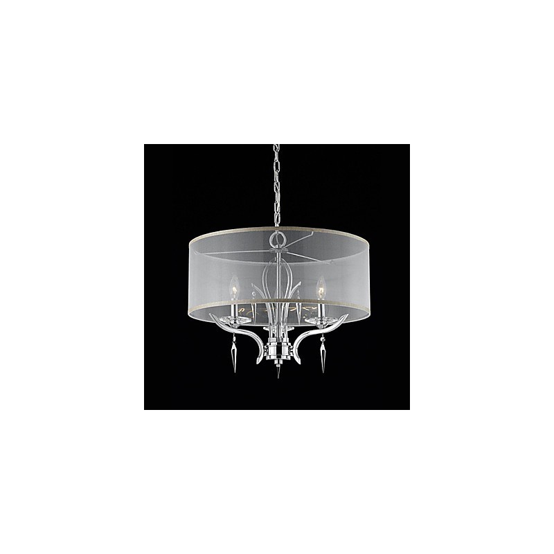 Suspension moderne en cristal à 3 lumières et abat-jour semi-transparent
