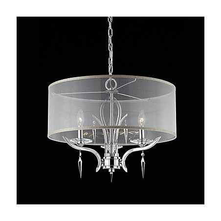 Suspension moderne en cristal à 3 lumières et abat-jour semi-transparent Suspension moderne en cristal à 3 lumières et abat-jour semi-transparent