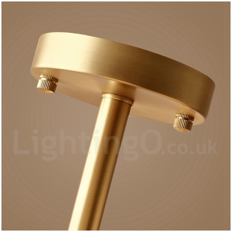 Plafonnier encastré à 4 lampes en laiton pur, style moderne, contemporain, rustique, rétro, vintage, avec abat-jour en verre