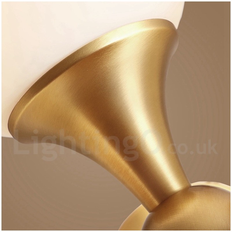 Plafonnier encastré à 4 lampes en laiton pur, style moderne, contemporain, rustique, rétro, vintage, avec abat-jour en verre