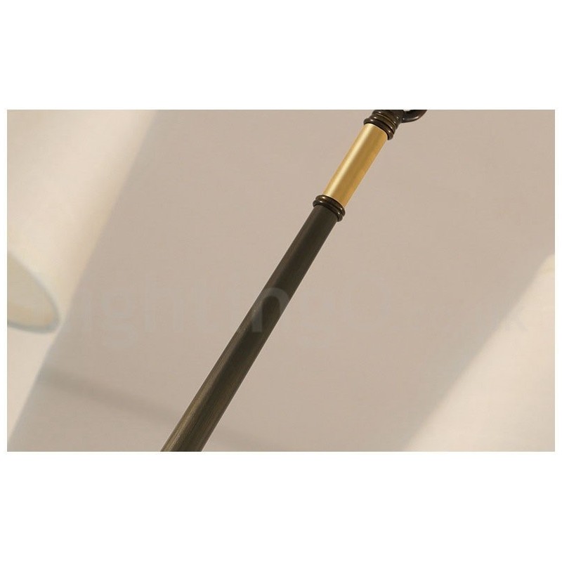 Lustre suspendu luxueux en laiton pur, style rustique rétro vintage, avec abat-jour en tissu