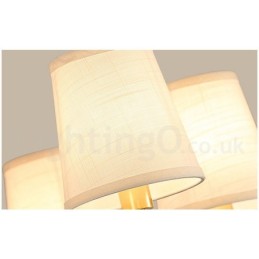Lustre suspendu luxueux en laiton pur, style rustique rétro vintage, avec abat-jour en tissu