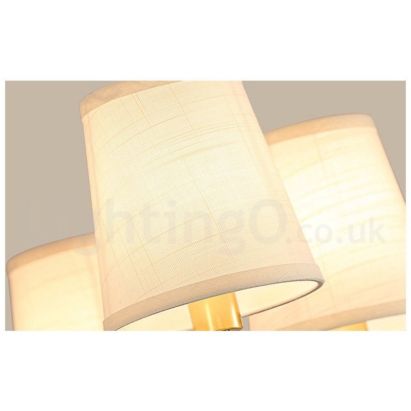 Lustre suspendu luxueux en laiton pur, style rustique rétro vintage, avec abat-jour en tissu