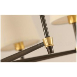 Lustre suspendu luxueux en laiton pur, style rustique rétro vintage, avec abat-jour en tissu